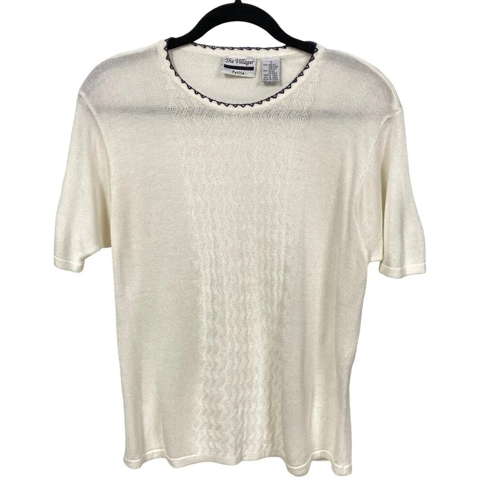 The Villager Cream Sweater Top, Size Petite Small, Vintage‎ 1960's Feminine
